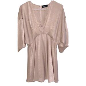 Etiquette Clothiers Blush Satin Romper M V-Neck Waist Cinched Dressy Playsuit